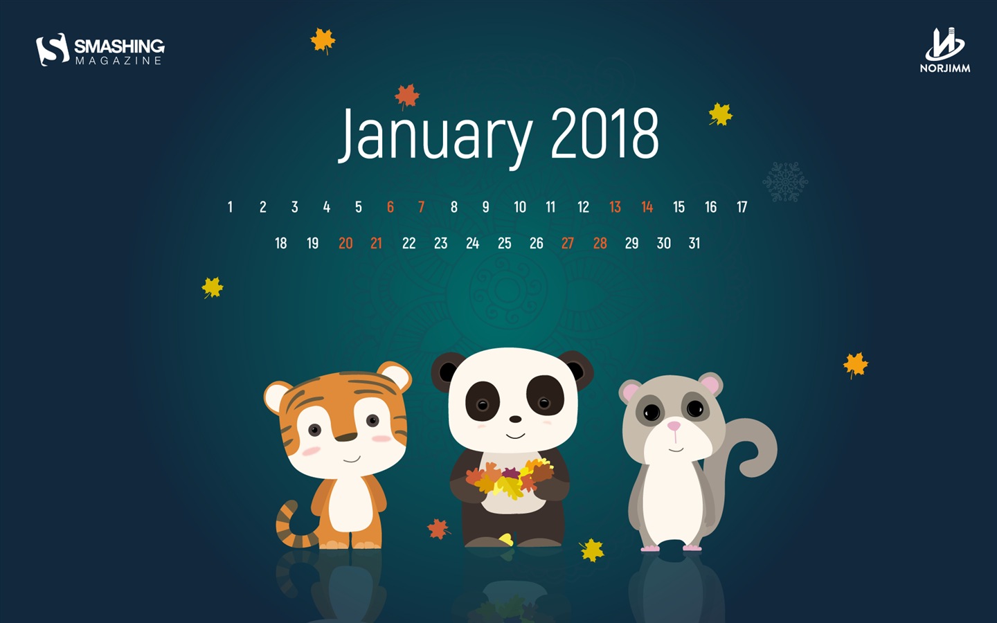 Fondo de pantalla del calendario de enero de 2018 #11 - 1440x900