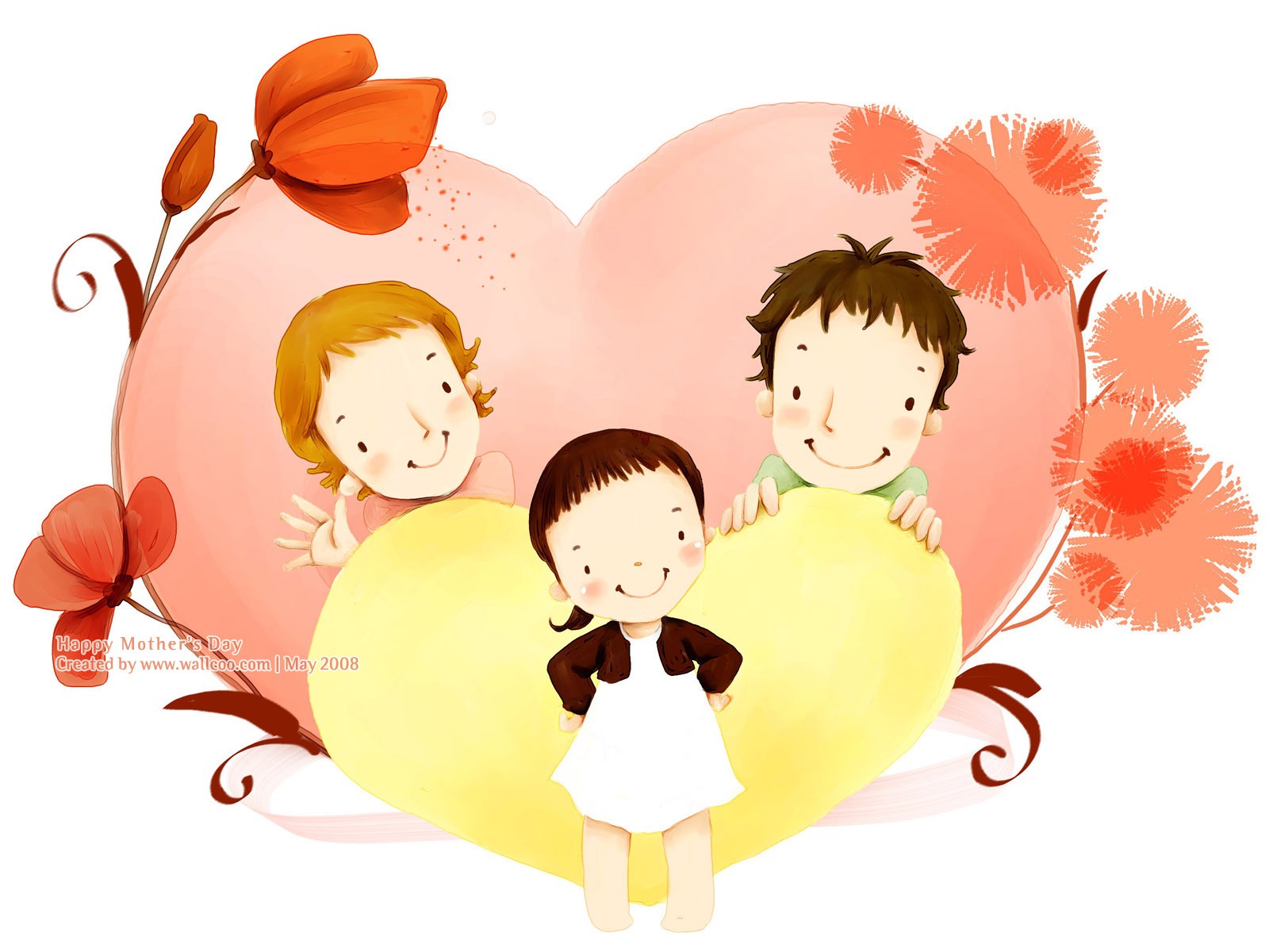 母亲节主题韩国插画壁纸4 - 1600x1200