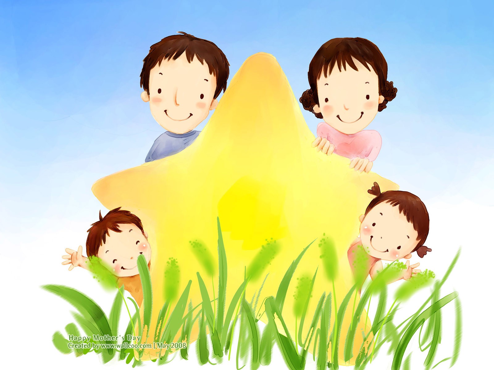 母亲节主题韩国插画壁纸5 - 1600x1200