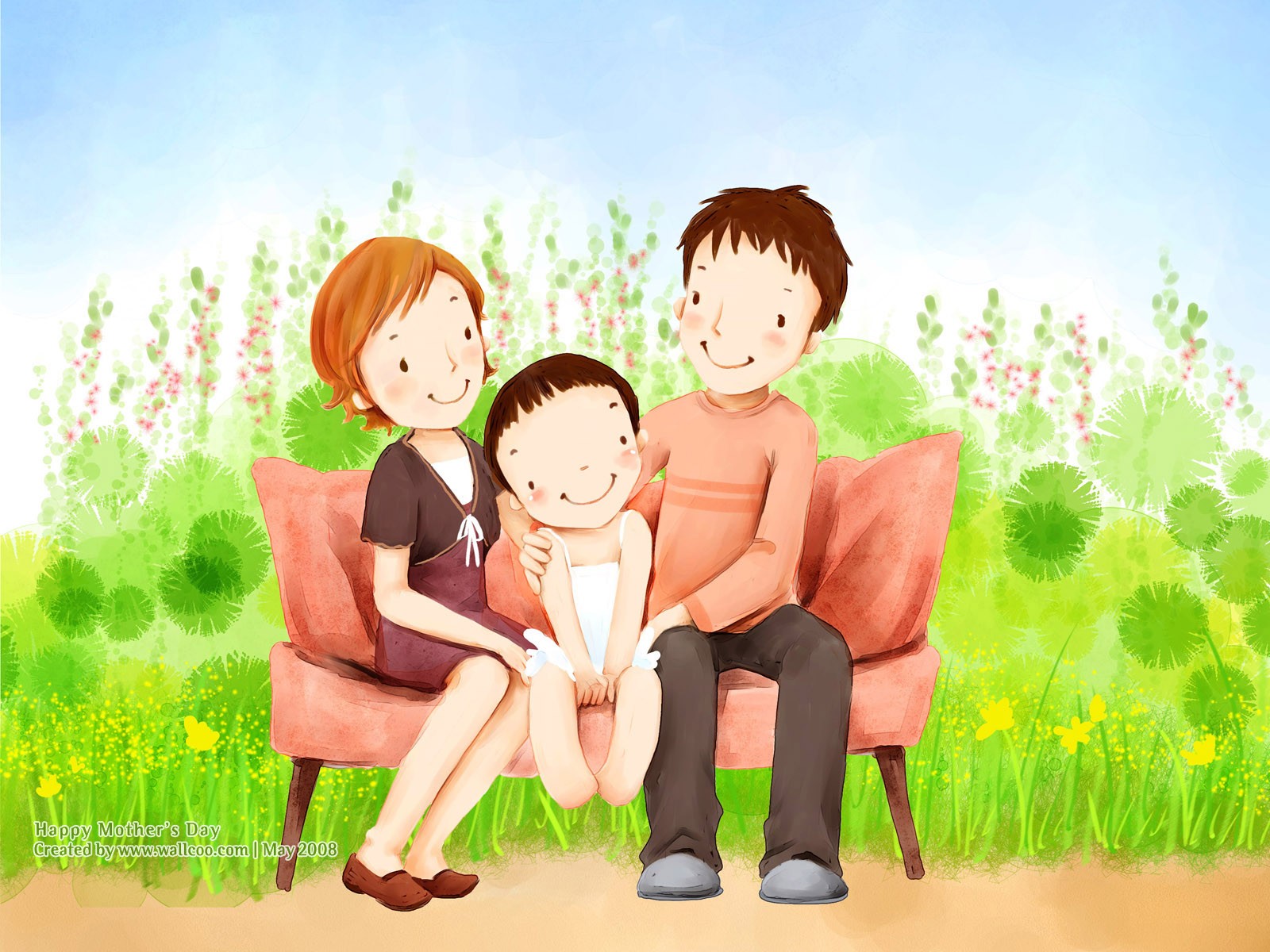 母亲节主题韩国插画壁纸21 - 1600x1200