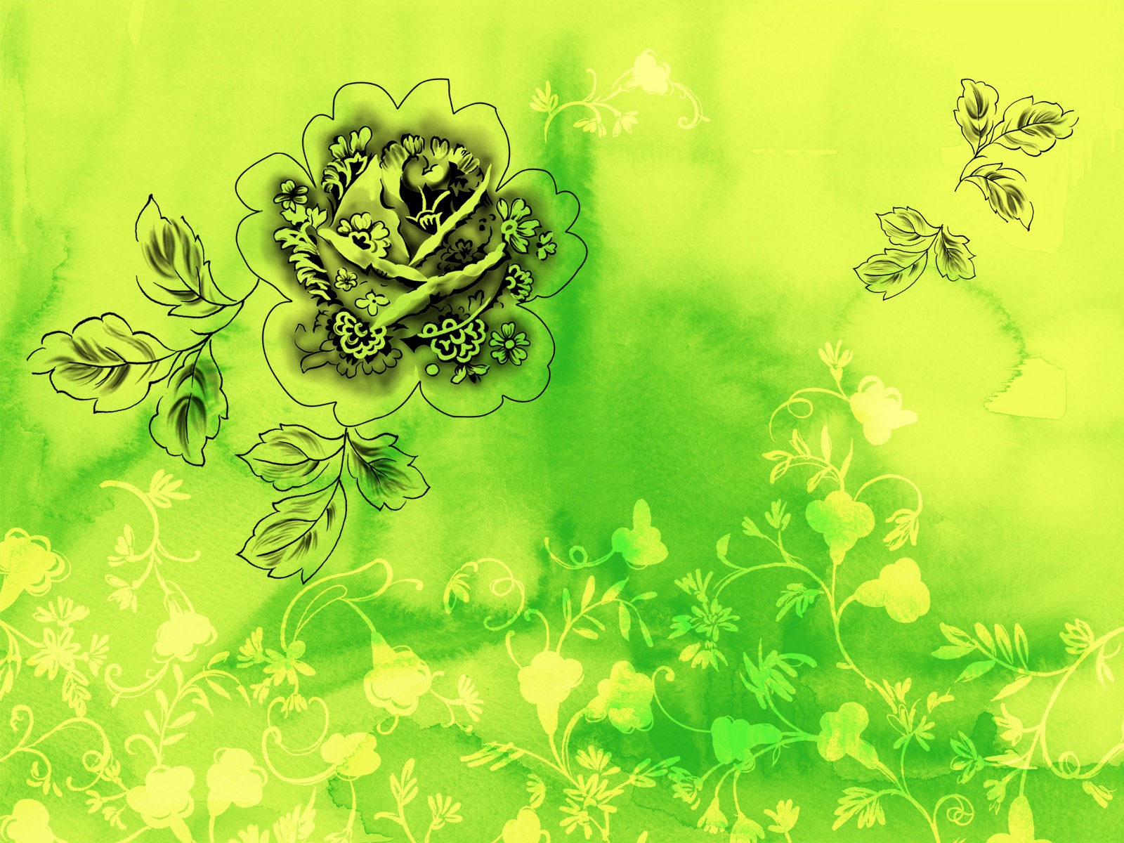 Exquisite Ink Flower Wallpapers #7 - 1600x1200