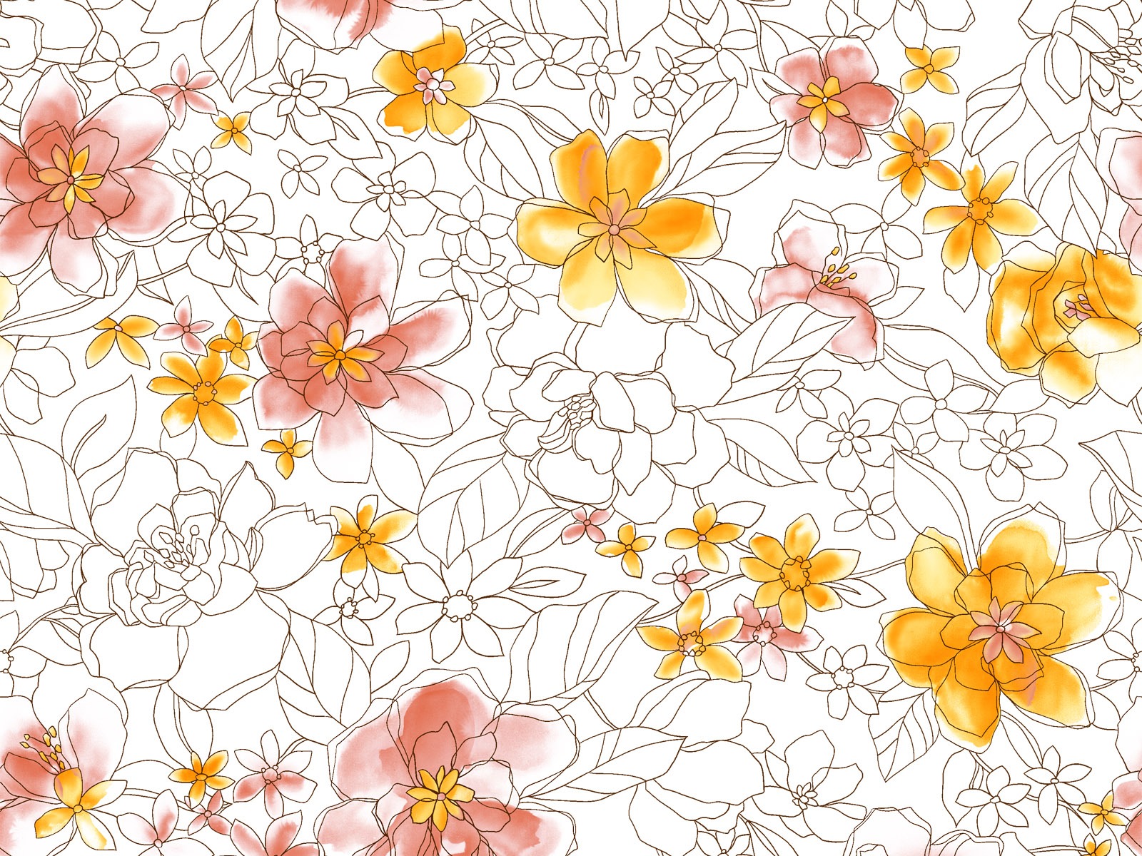 Fondos de pantalla de tinta exquisita flor #14 - 1600x1200