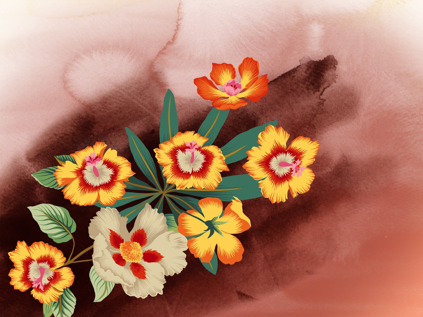 Fondos de pantalla de tinta exquisita flor #19 - 1600x1200