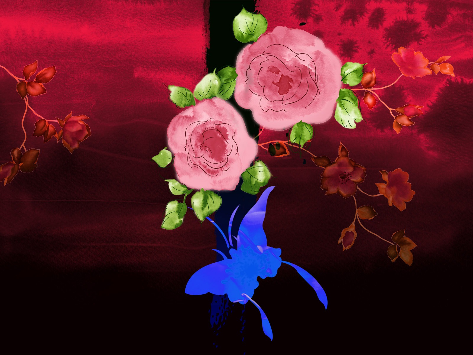 Fondos de pantalla de tinta exquisita flor #21 - 1600x1200