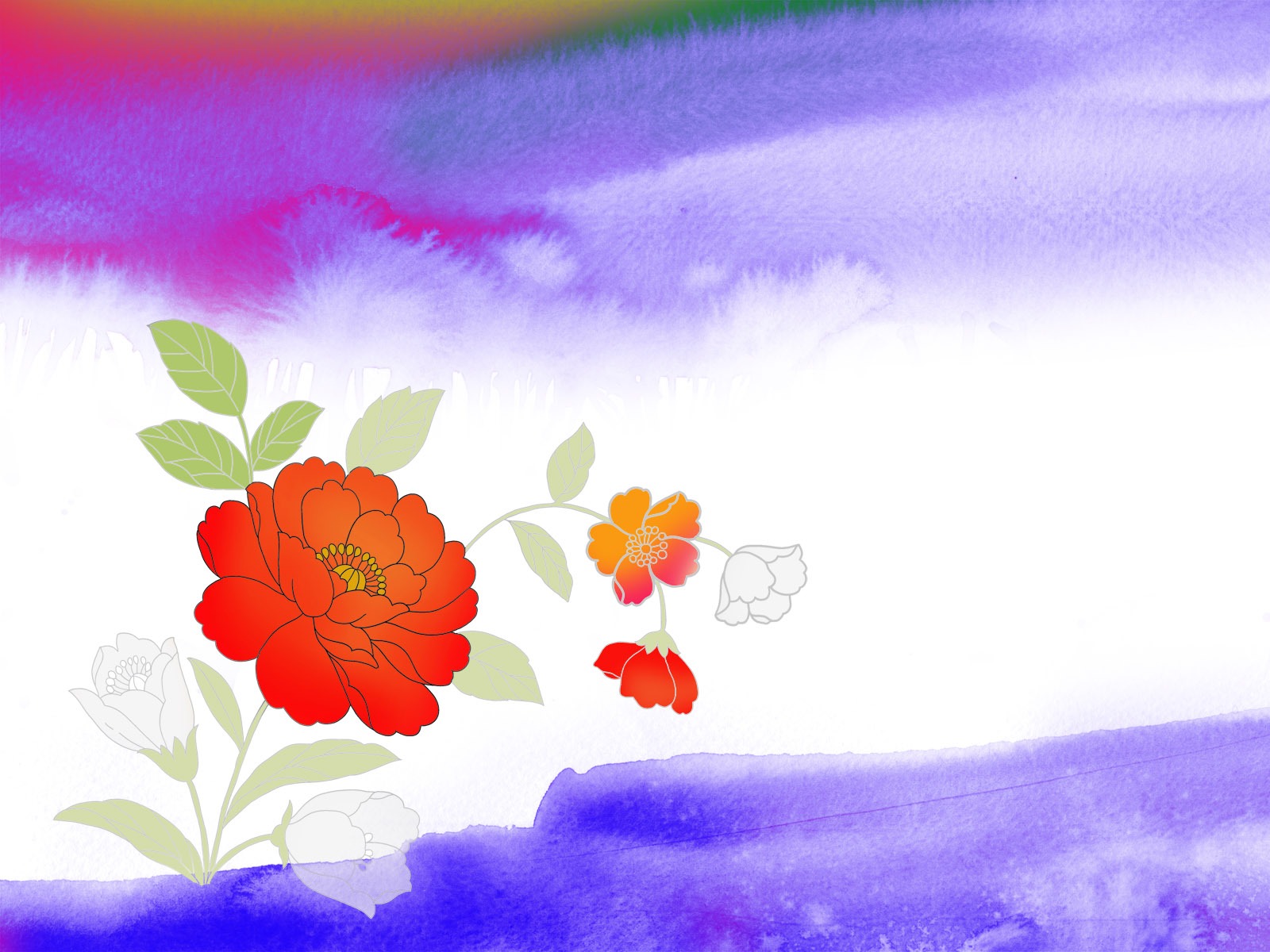 Fondos de pantalla de tinta exquisita flor #23 - 1600x1200