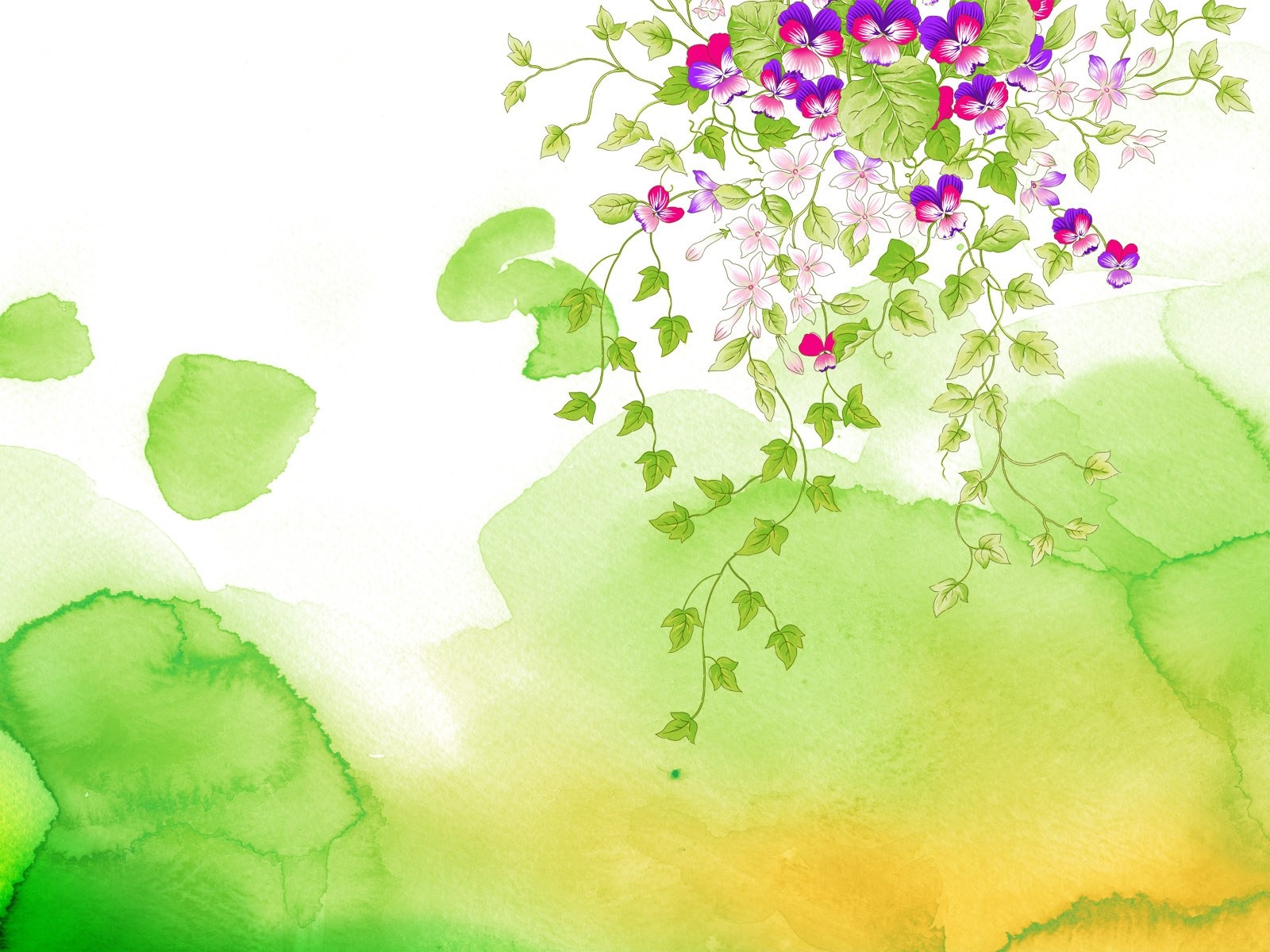 Floral wallpaper illustration design #3 - 1600x1200