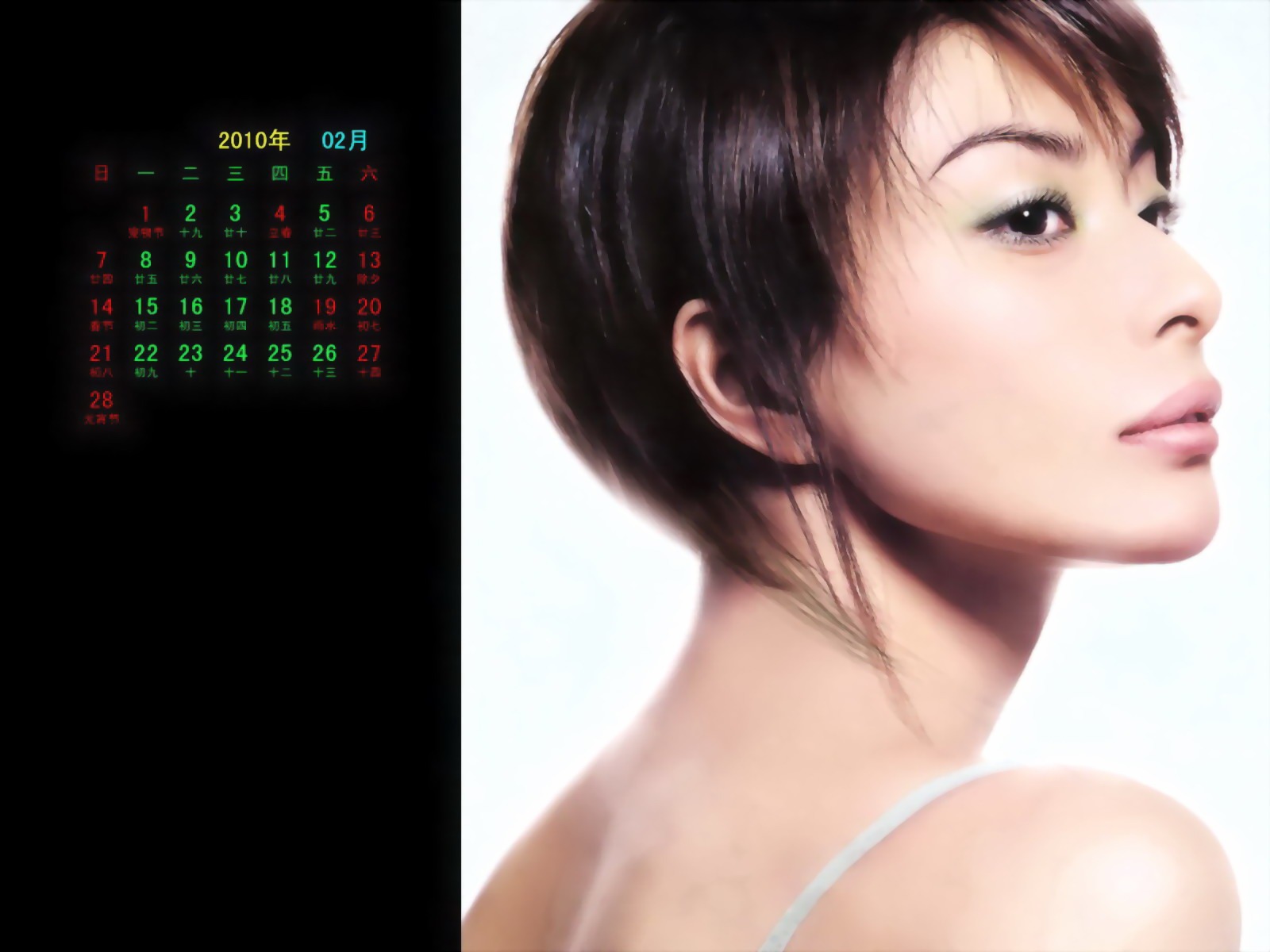 Fondo de pantalla de la estrella en febrero 2010 Calendario #6 - 1600x1200