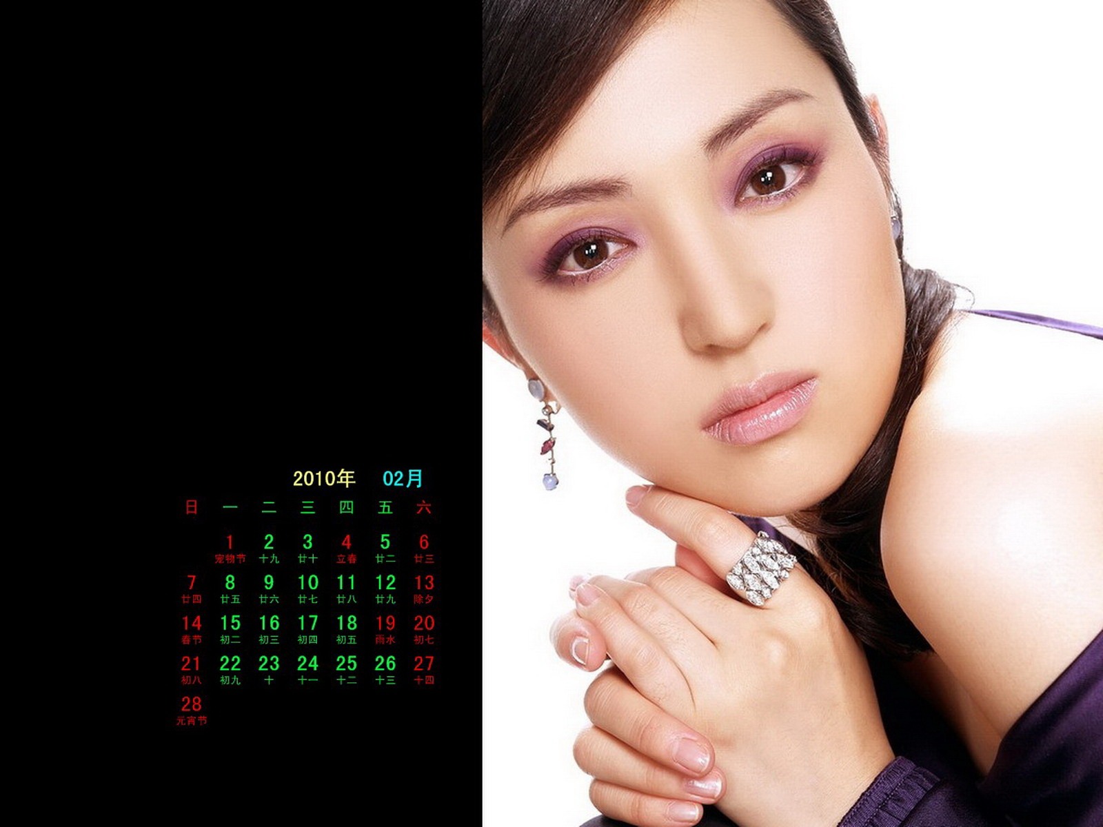 Fondo de pantalla de la estrella en febrero 2010 Calendario #22 - 1600x1200