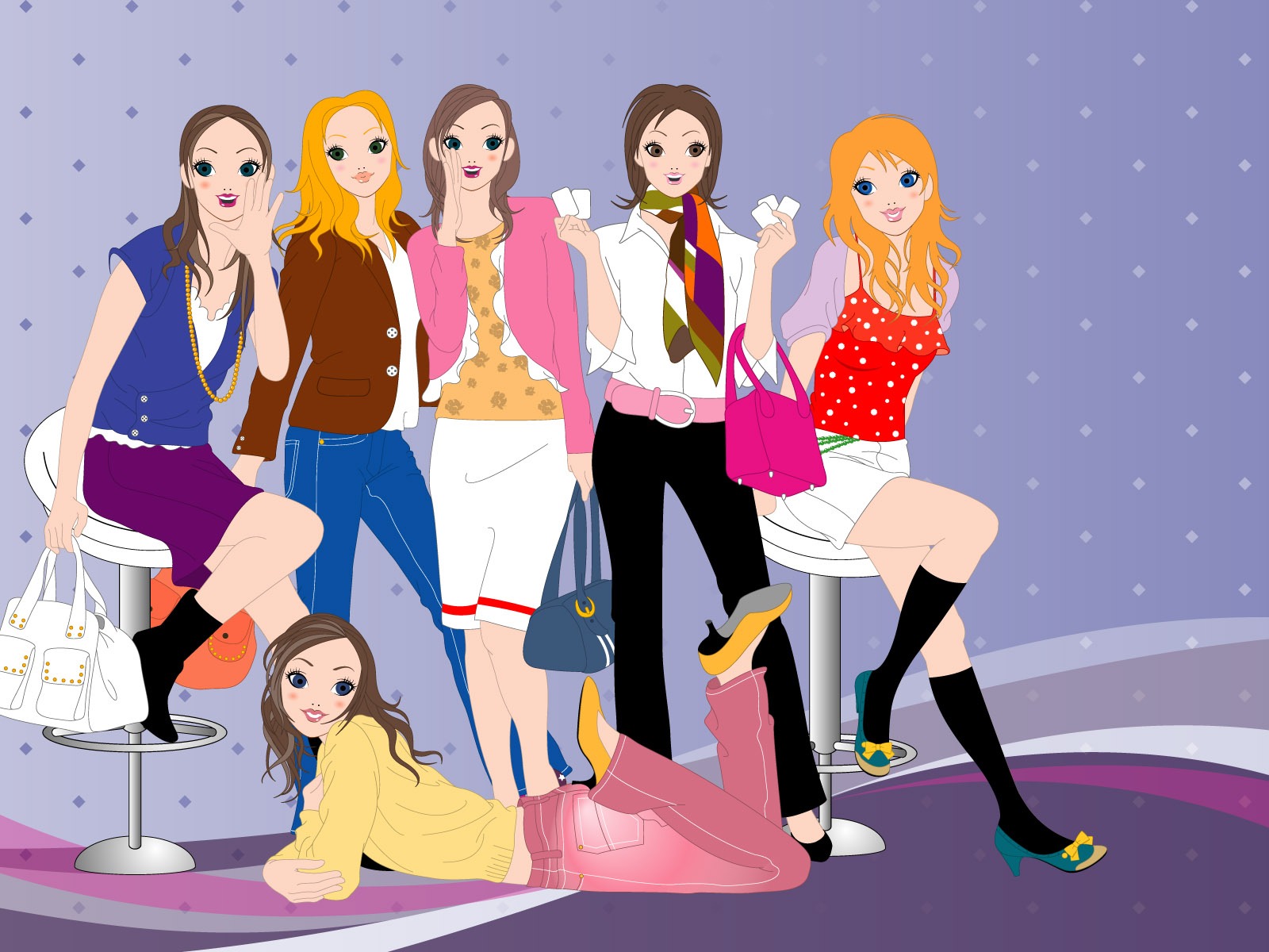 Vector urban women wallpaper (2) #1 - 1600x1200