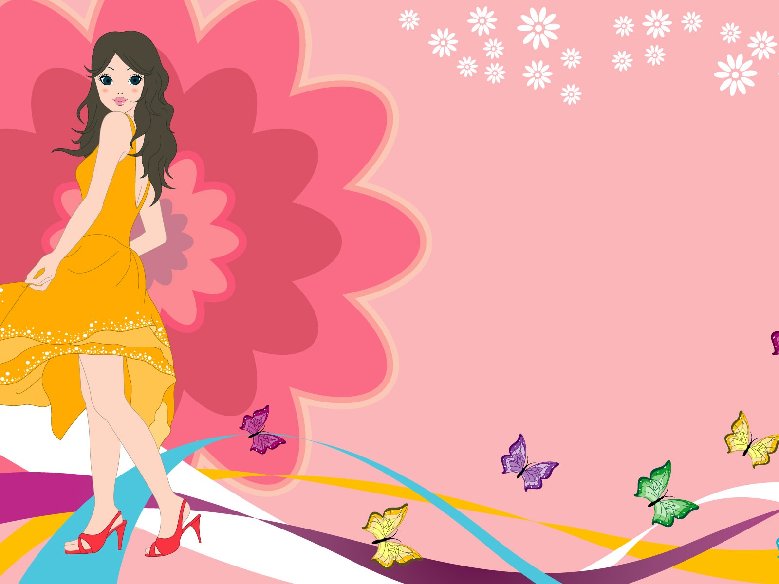 Vector urban women wallpaper (2) #4 - 1600x1200