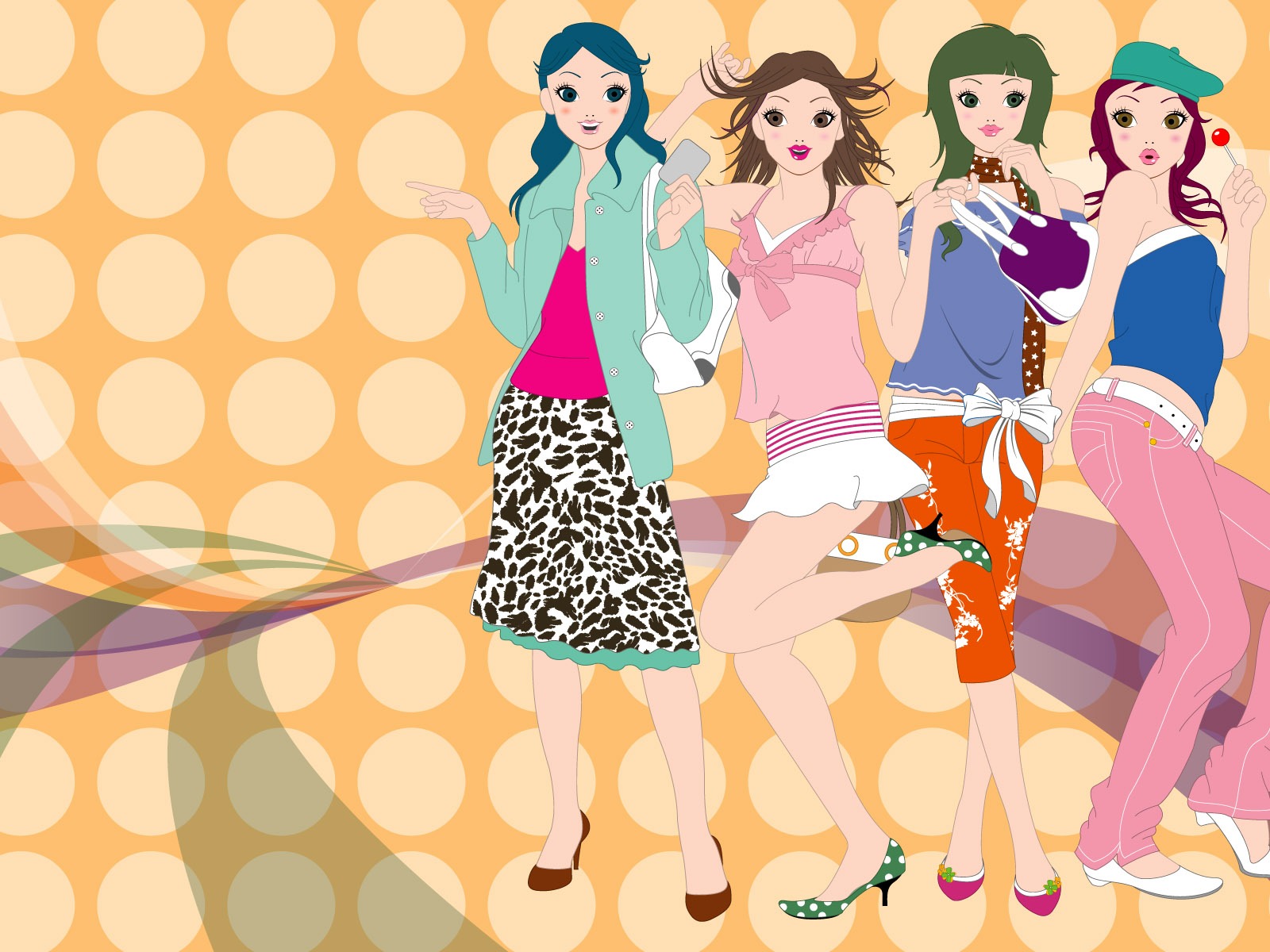 Vector urban women wallpaper (2) #5 - 1600x1200