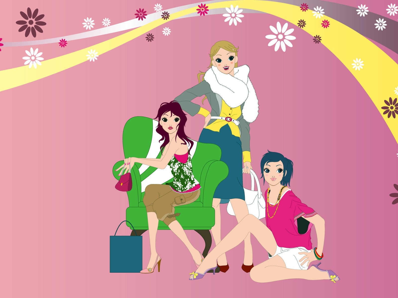 Vector urban women wallpaper (2) #6 - 1600x1200