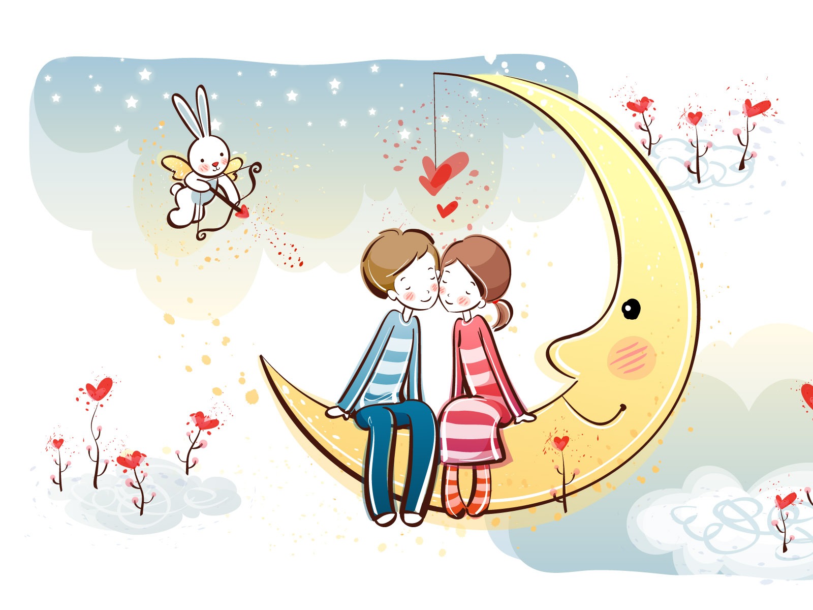 Cartoon Valentine's Day fonds d'écran (2) #2 - 1600x1200