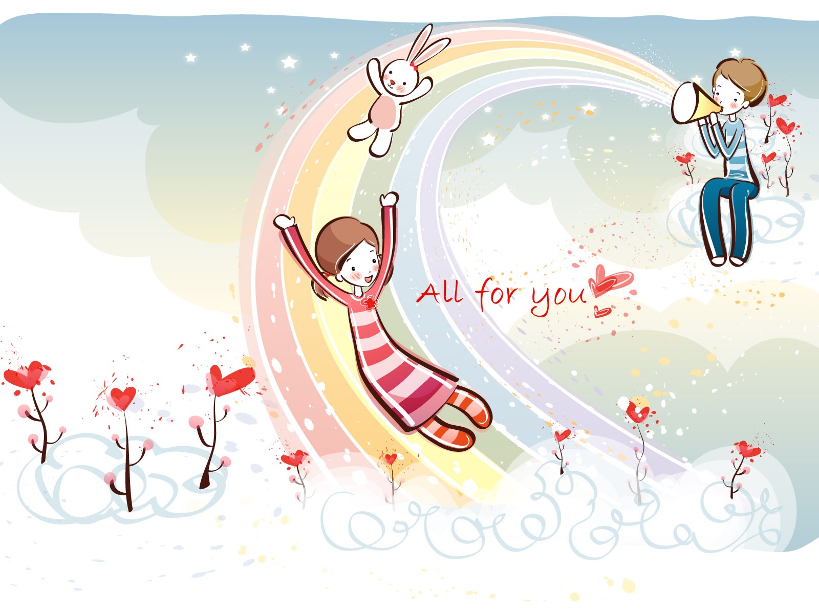 Cartoon Valentine's Day fonds d'écran (2) #4 - 1600x1200