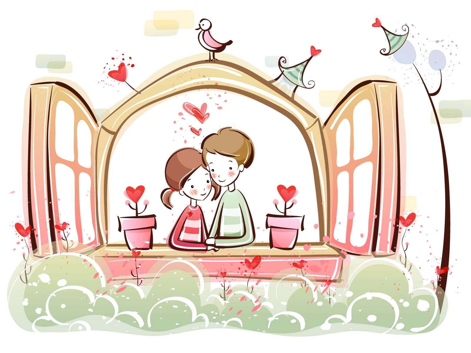 fondos de pantalla de dibujos animados de San Valentín (2) #19 - 1600x1200