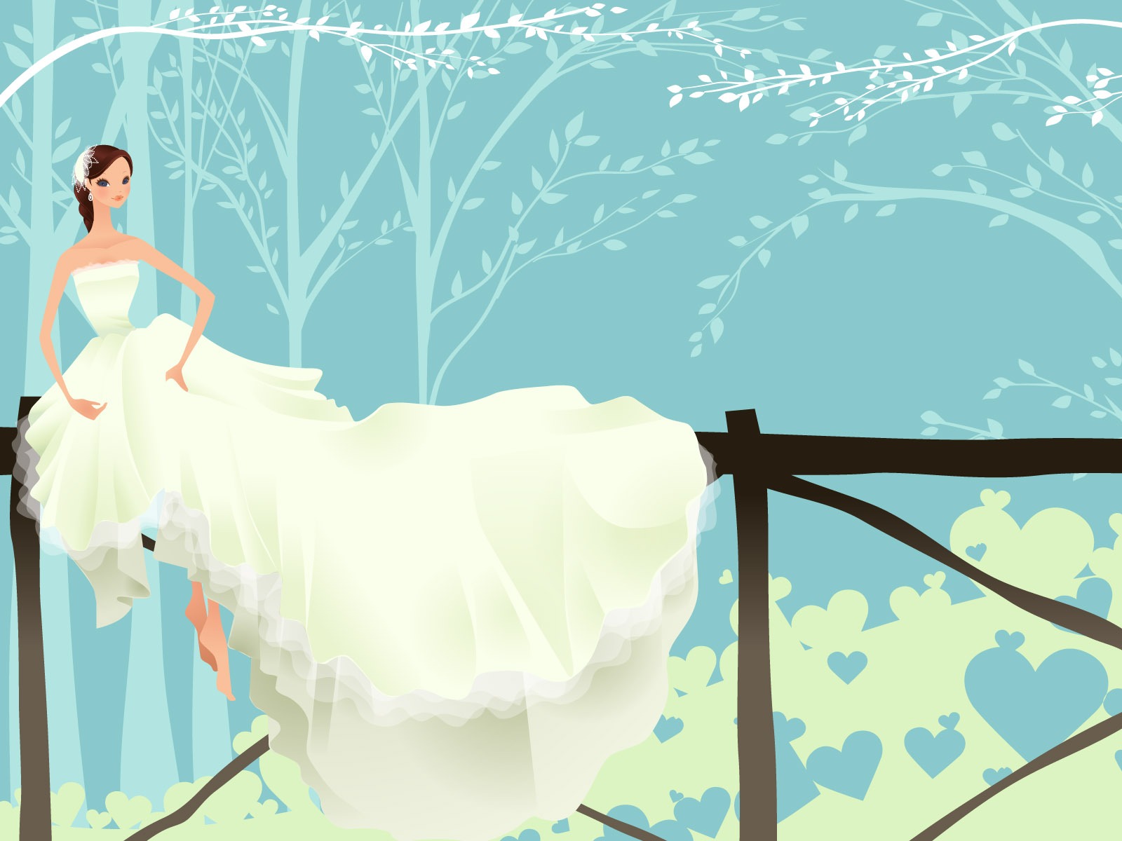 ベクトルの壁紙の結婚式の花嫁 (1) #17 - 1600x1200
