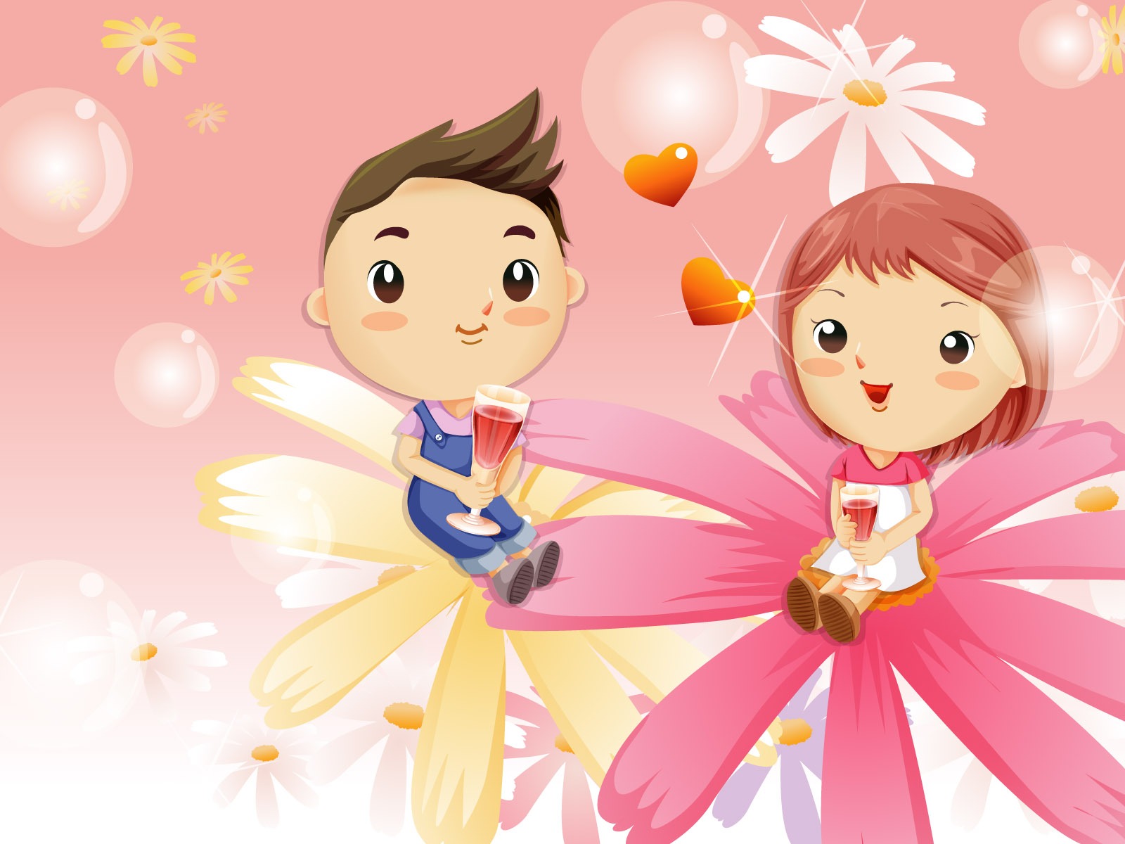 Día de San Valentín Amor Fondos vectoriales (2) #3 - 1600x1200