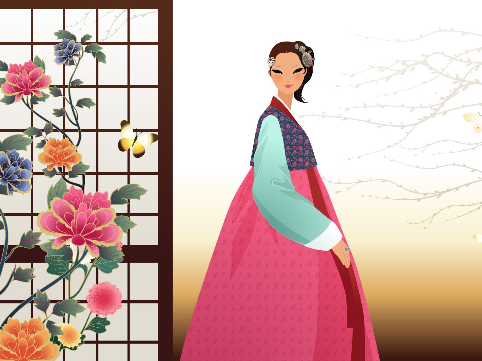 Vector wallpaper of Korean women (1) #6 - 1600x1200