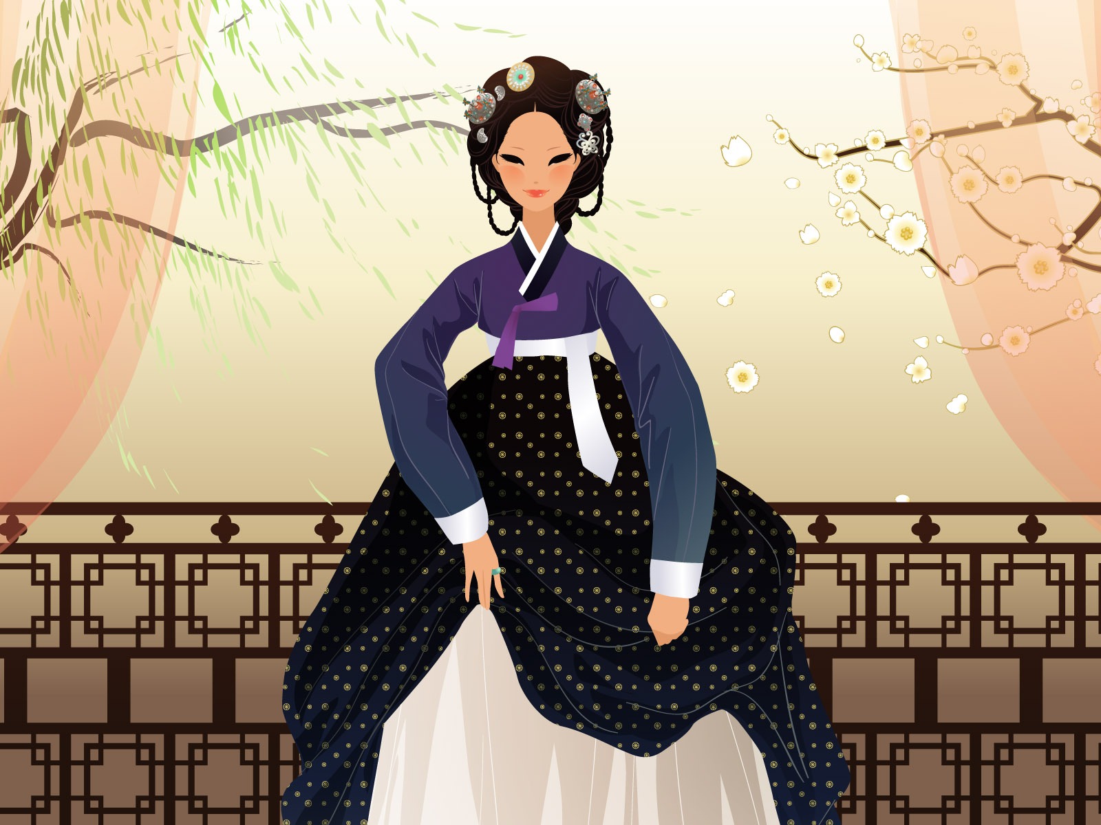 Vector wallpaper of Korean women (1) #8 - 1600x1200