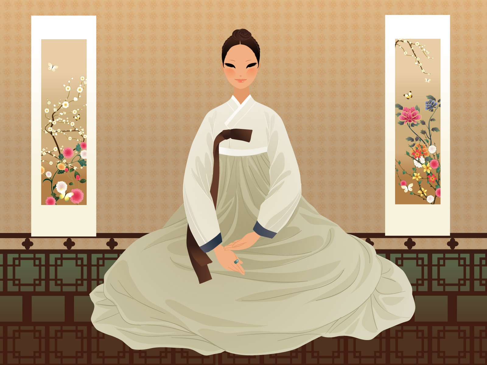 韓国人女性 (2) のベクトルの壁紙 #9 - 1600x1200
