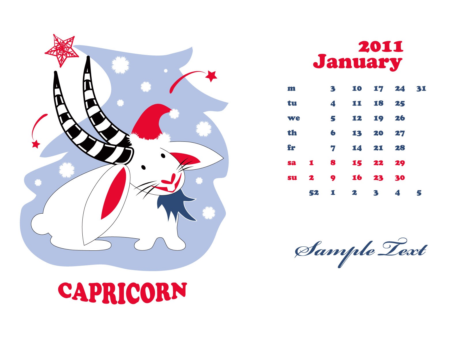 Год Кролика 2011 календарь обои (2) #12 - 1600x1200