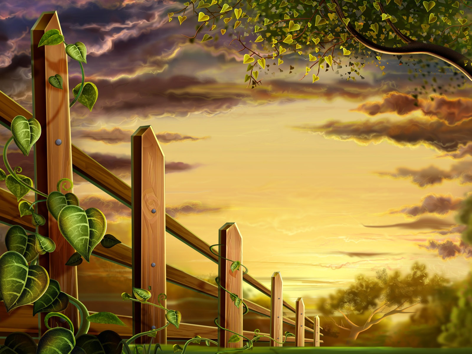 Красочная ручная роспись экологии обои пейзаж (2) #4 - 1600x1200