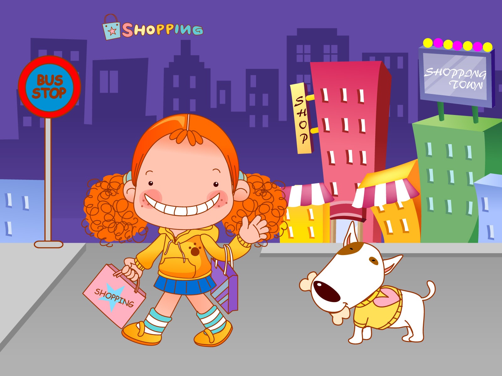 Vector girl and dog wallpapers #9 - 1600x1200