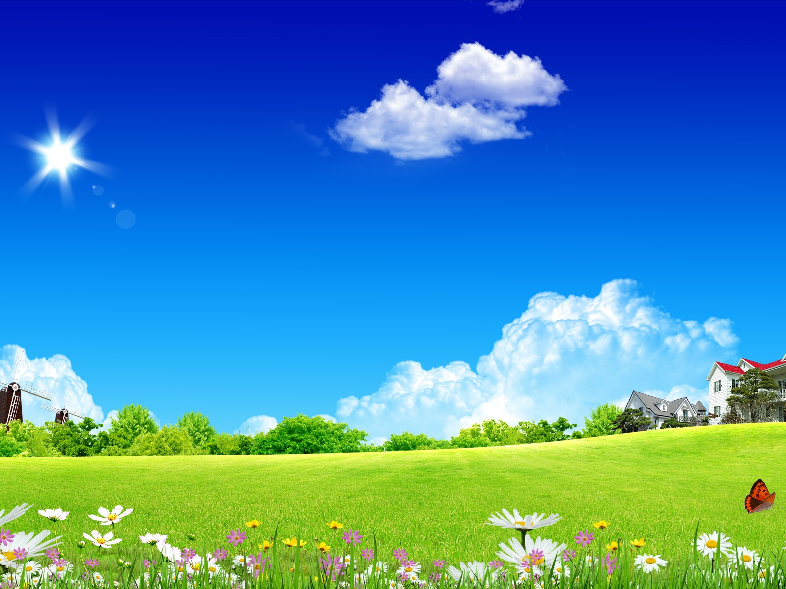 Photoshop fond d'écran paysage d'été ensoleillée (2) #3 - 1600x1200
