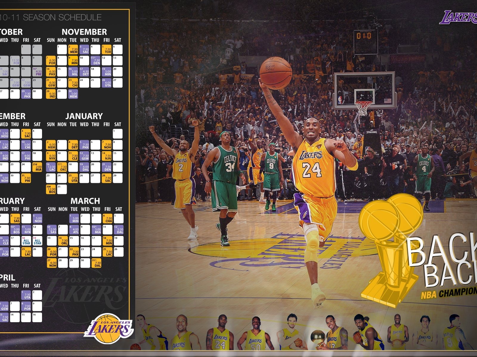 NBA 2010-11 season, the Los Angeles Lakers Wallpapers #16 - 1600x1200