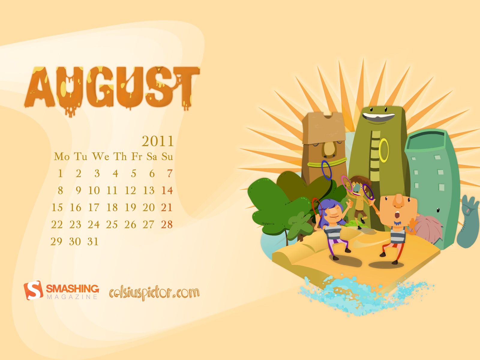 2011年8月カレンダー壁紙（1） #19 - 1600x1200