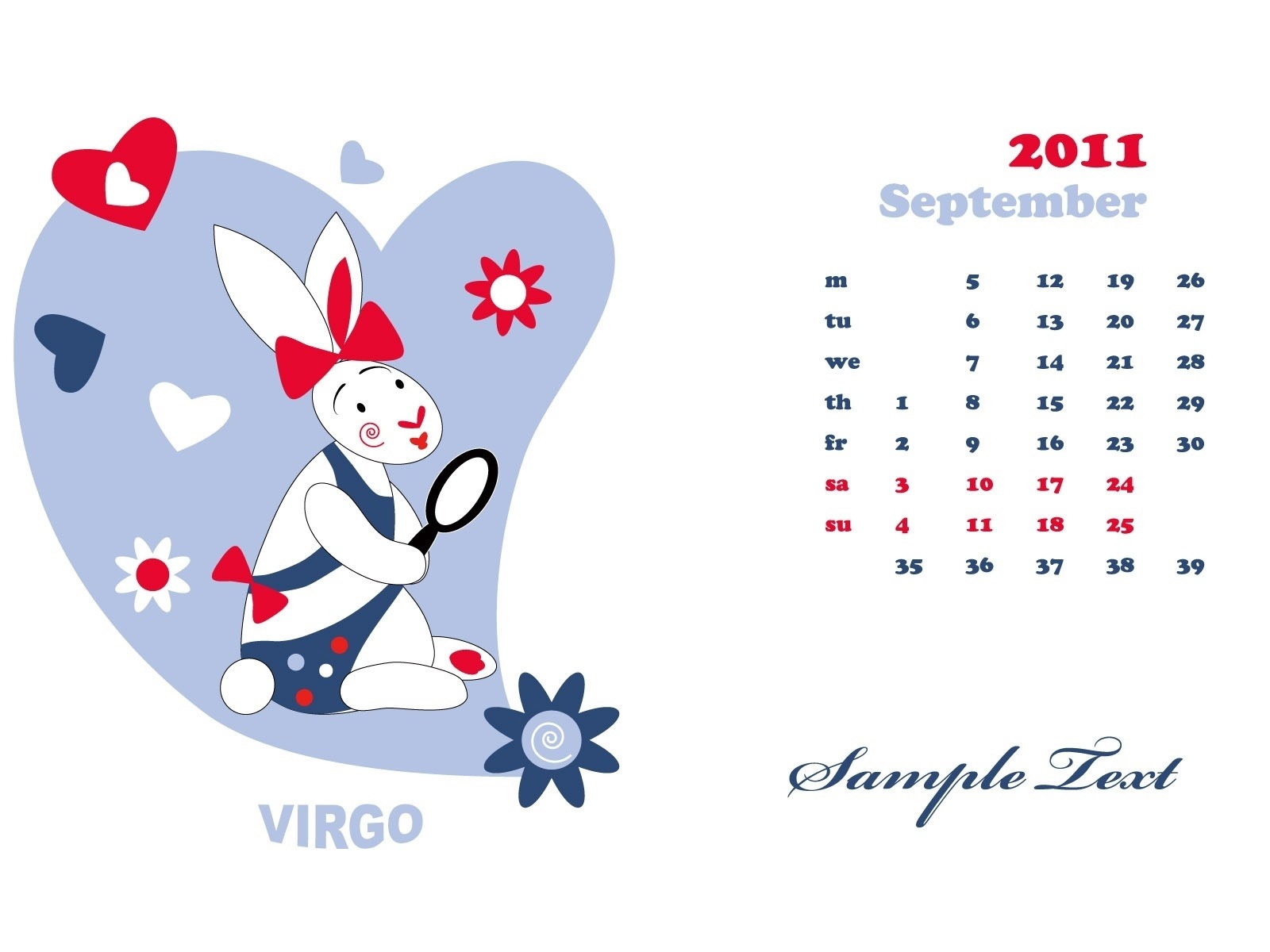 September 2011 Kalender Wallpaper (2) #16 - 1600x1200
