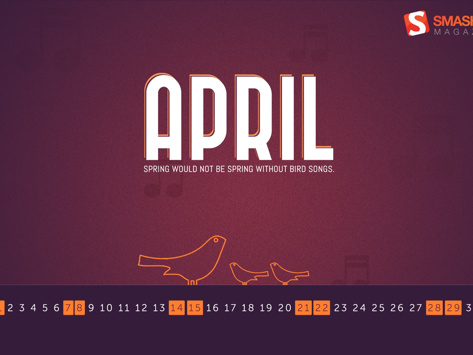 Апрель 2012 календарь обои (1) #7 - 1600x1200