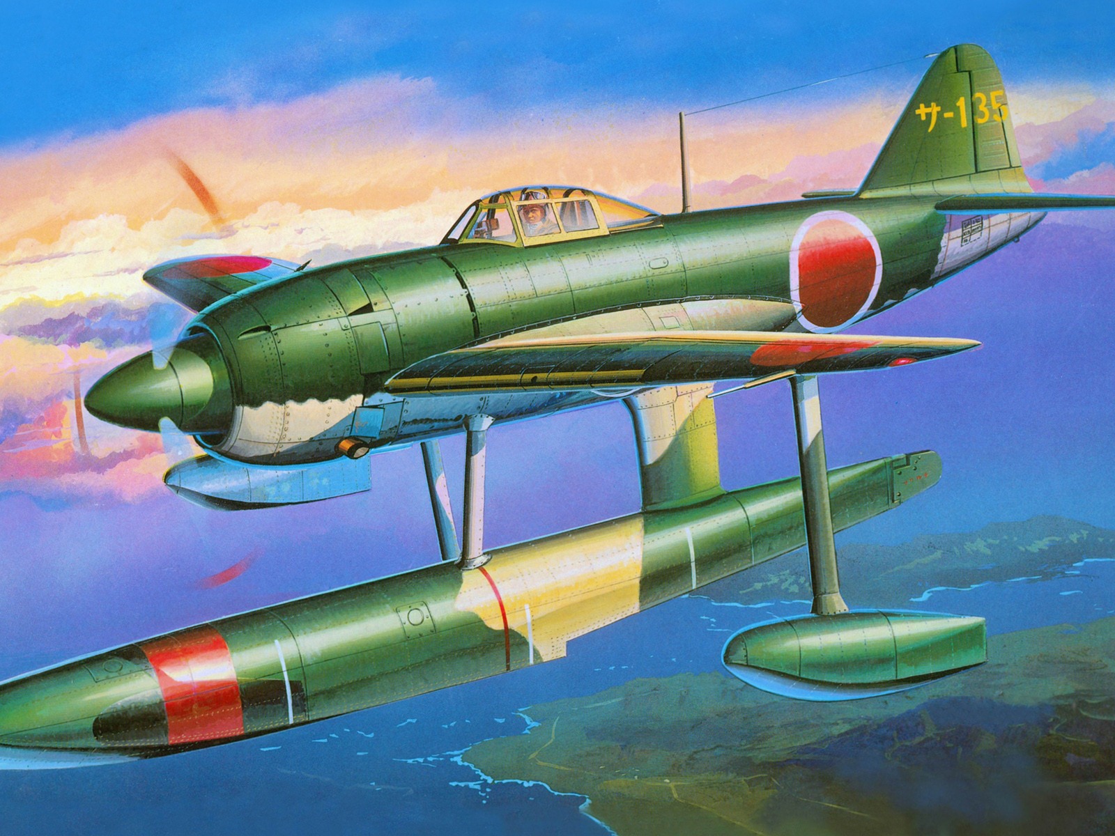 空中飞行的军用飞机 精美绘画壁纸4 - 1600x1200