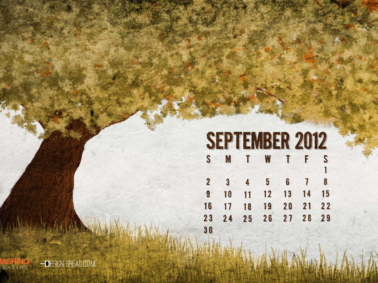 September 2012 Calendar wallpaper (1) #1 - 1600x1200
