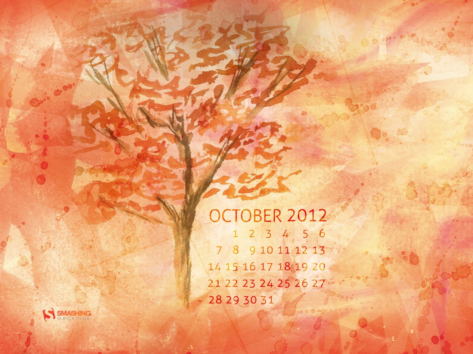 2012년 10월 캘린더 벽지 (2) #15 - 1600x1200