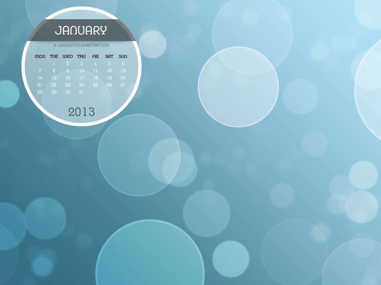 Janvier 2013 Calendrier fond d'écran (1) #9 - 1600x1200
