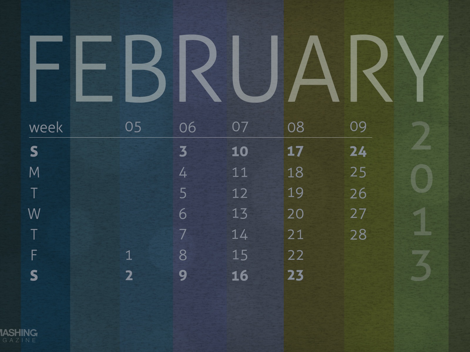 February 2013 Calendar wallpaper (2) #8 - 1600x1200