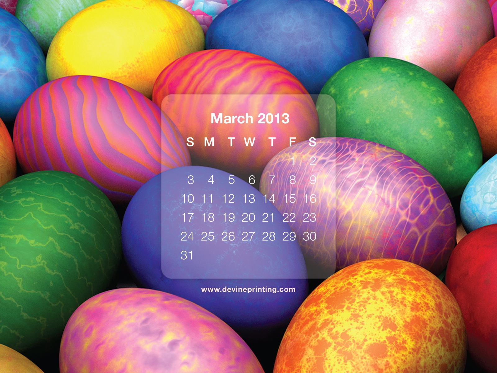 March 2013 calendar wallpaper (2) #17 - 1600x1200