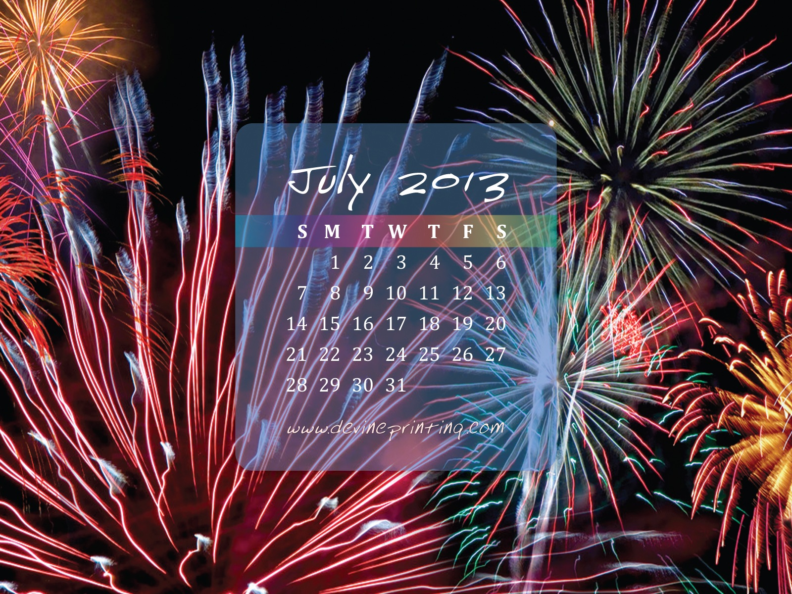 July 2013 calendar wallpaper (2) #14 - 1600x1200