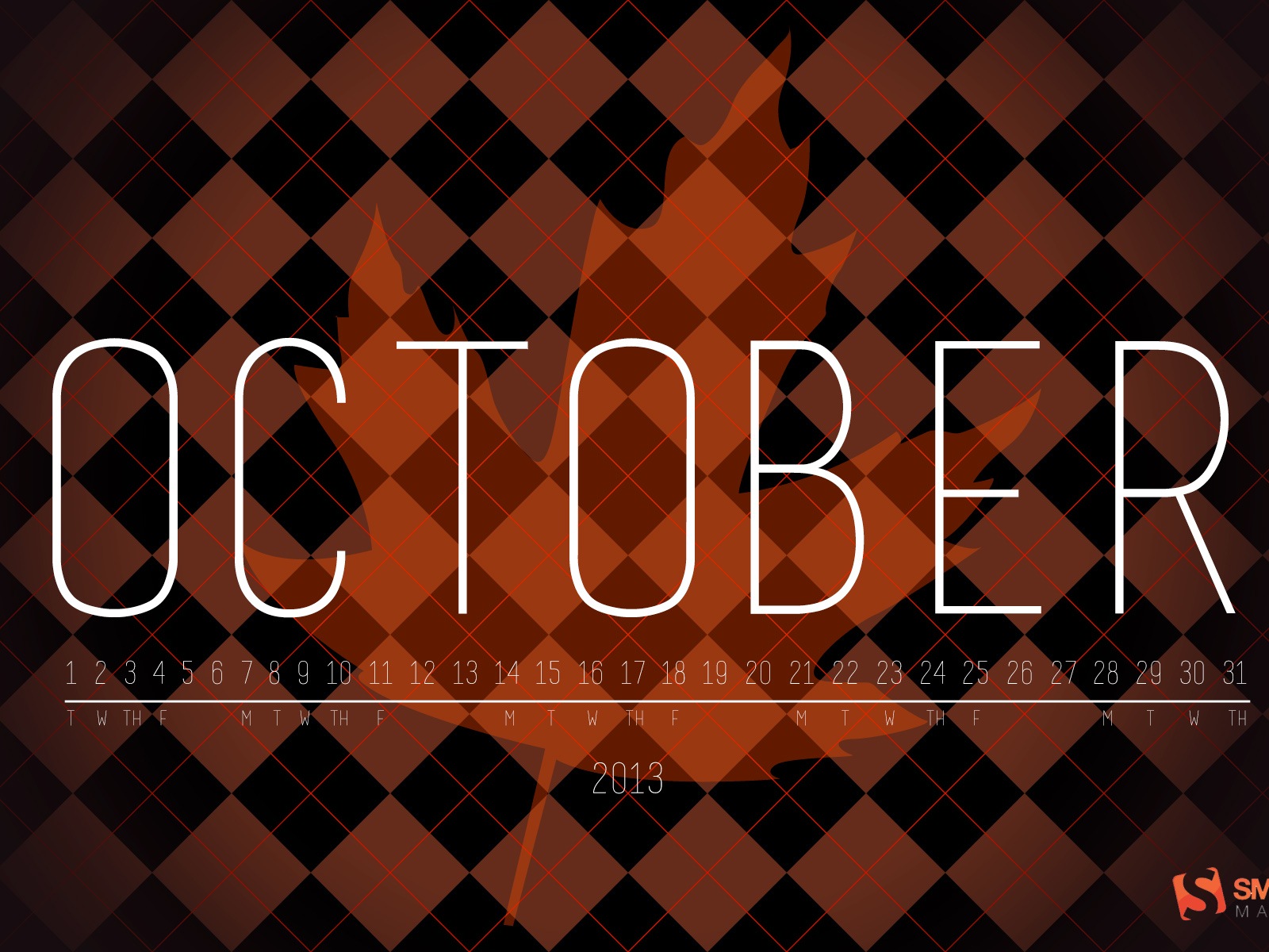Октябрь 2013 Календарь обои (2) #7 - 1600x1200