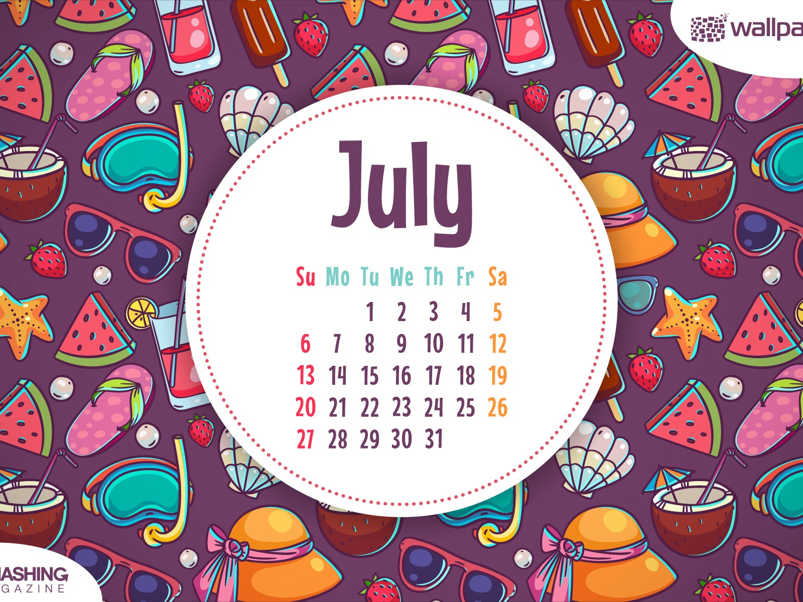 2014年7月カレンダー壁紙（1） #6 - 1600x1200