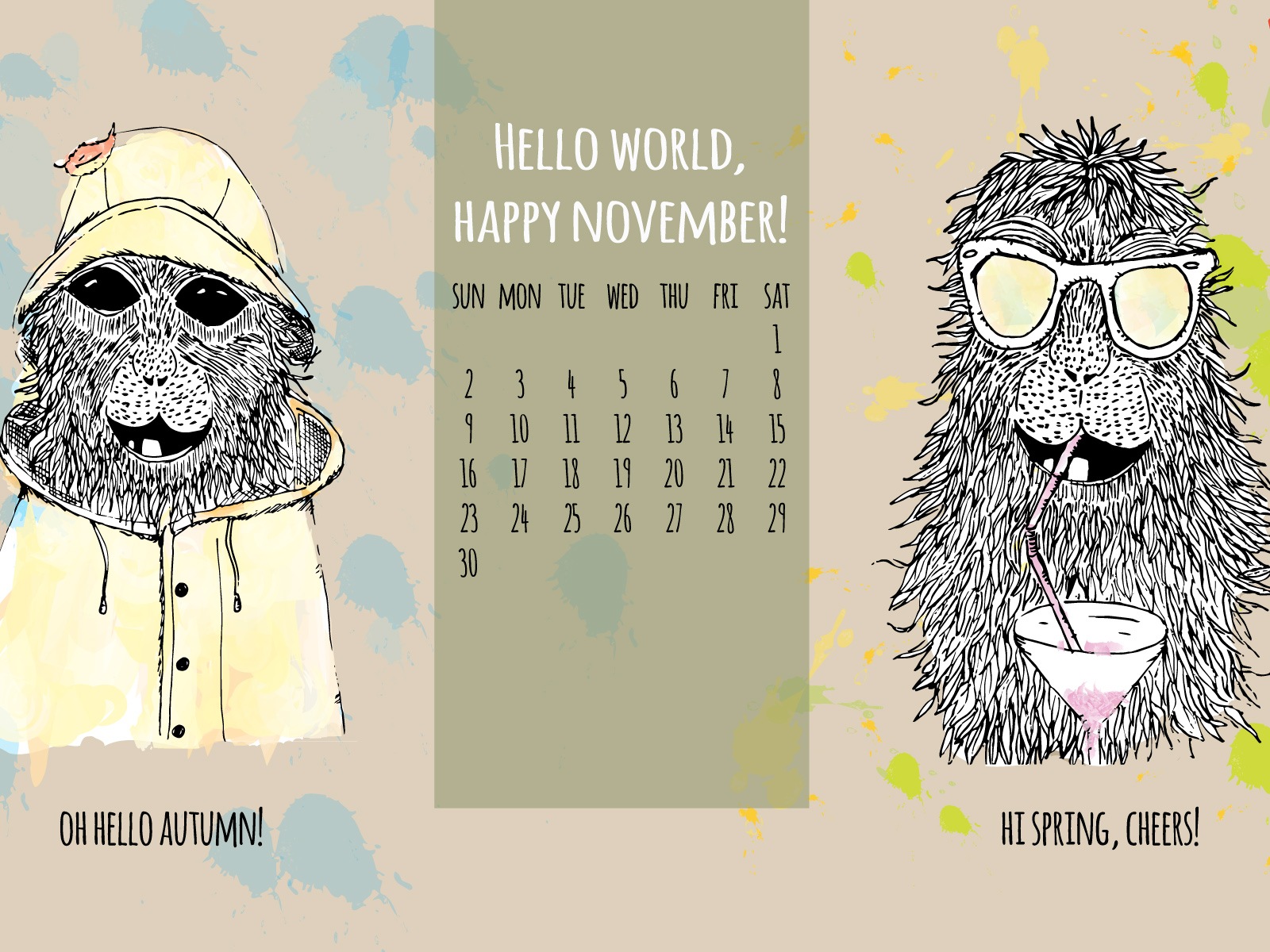 2014년 11월 캘린더 벽지 (1)Novembre Déc 2014 Calendrier fond d'écran (2) #9 - 1600x1200