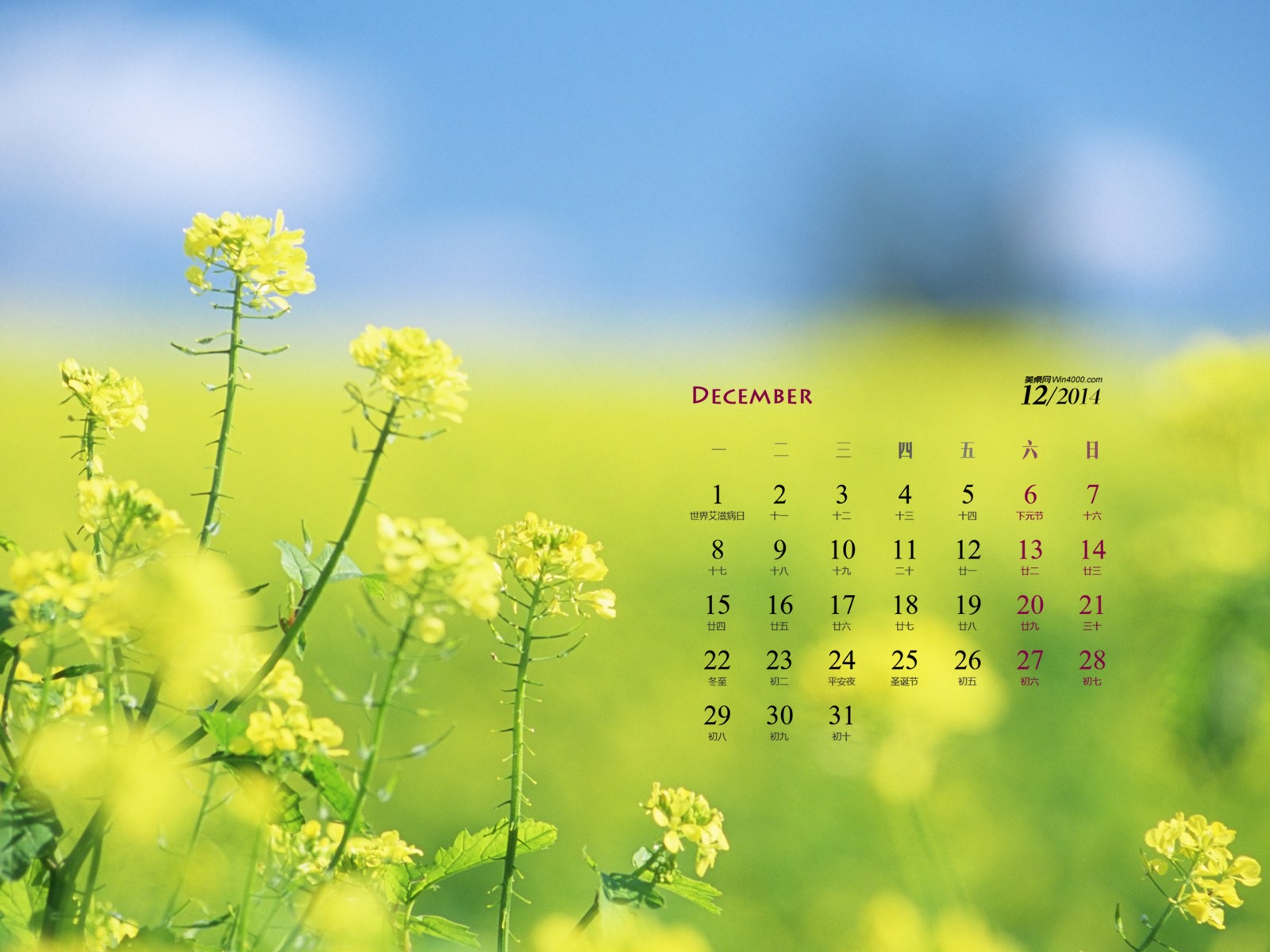Декабрь 2014 Календарь обои (1) #8 - 1600x1200