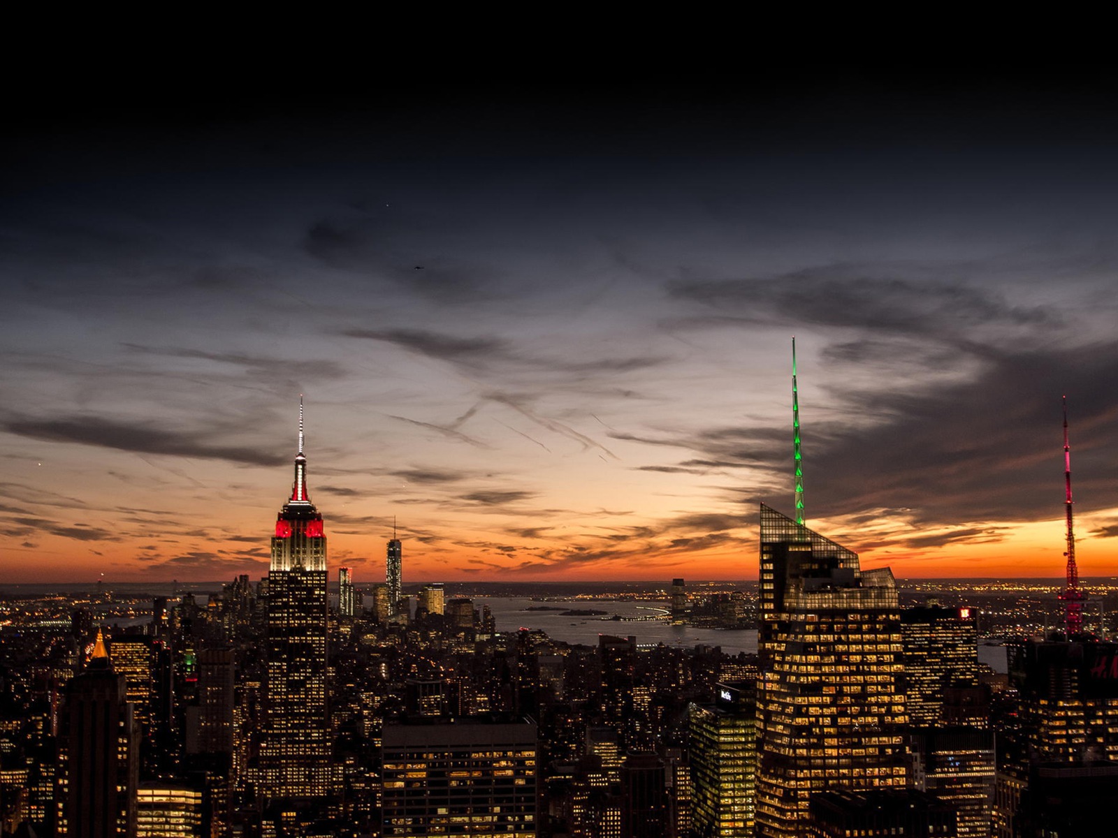 Empire State Building in New York, city night HD wallpapers #14 - 1600x1200
