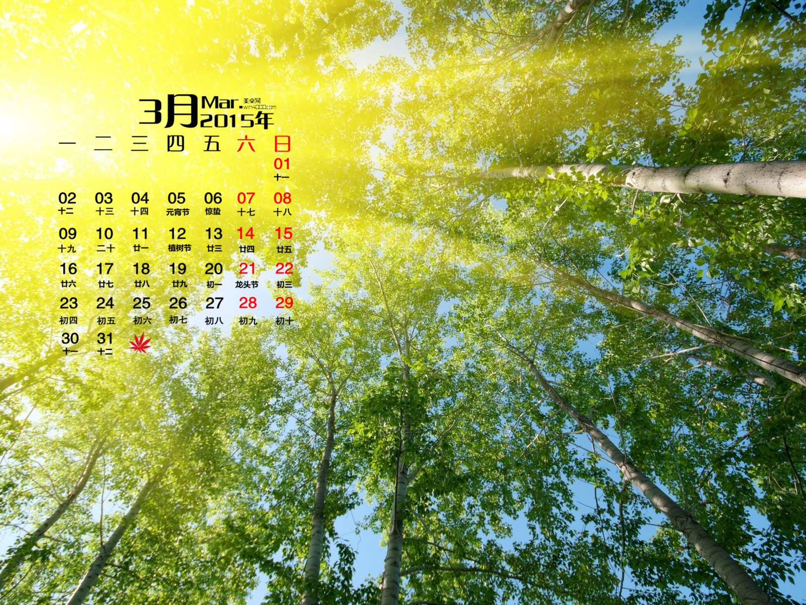 Март 2015 Календарь обои (1) #20 - 1600x1200