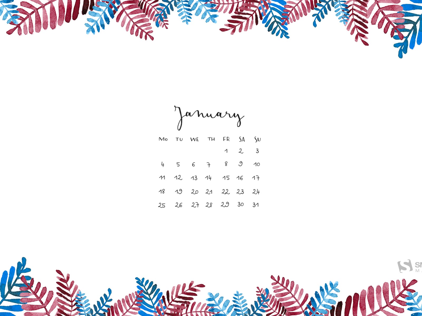 January 2016 calendar wallpaper (2) #8 - 1600x1200