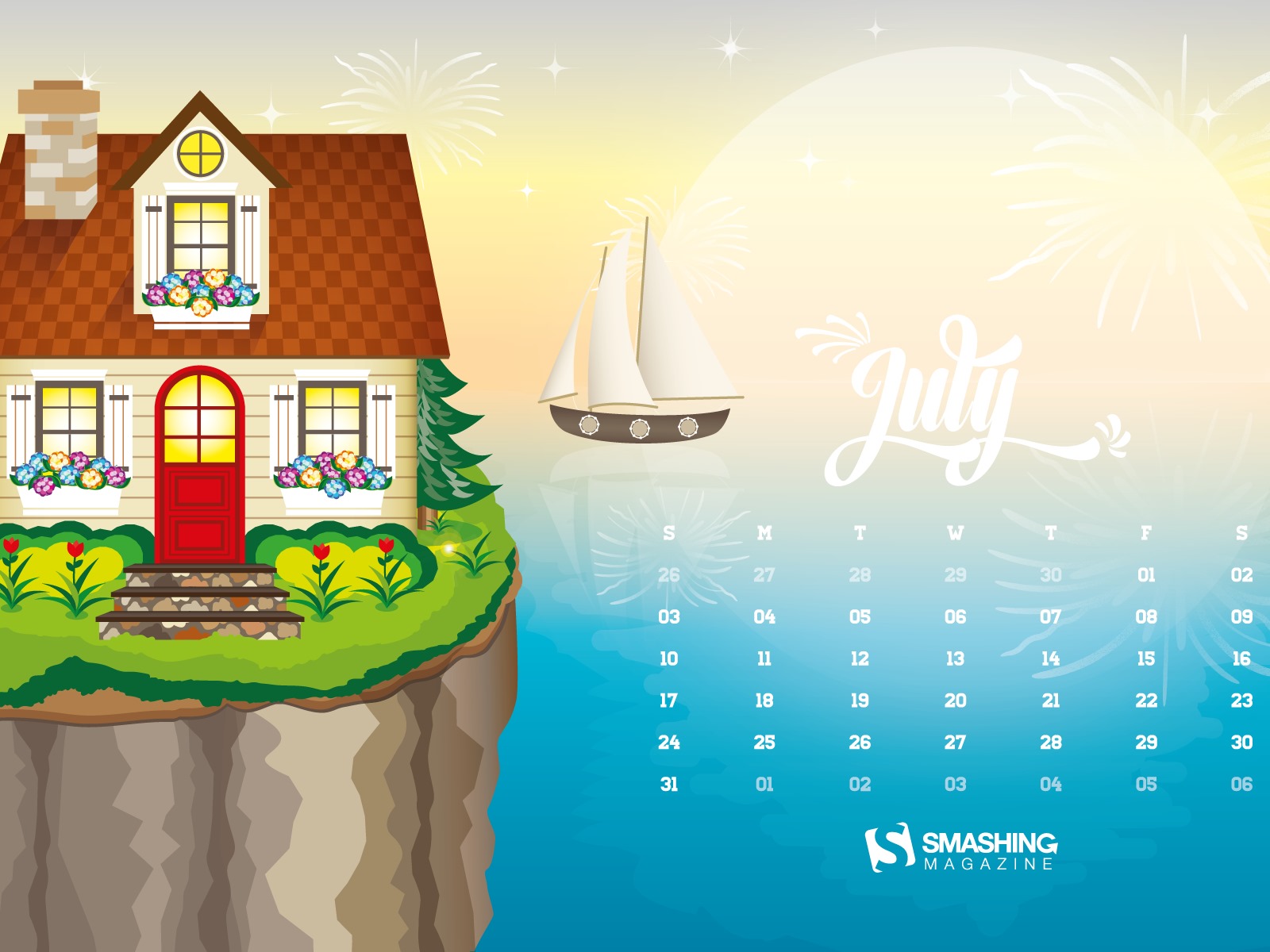 Julio 2016 fondo de pantalla de calendario (2) #1 - 1600x1200