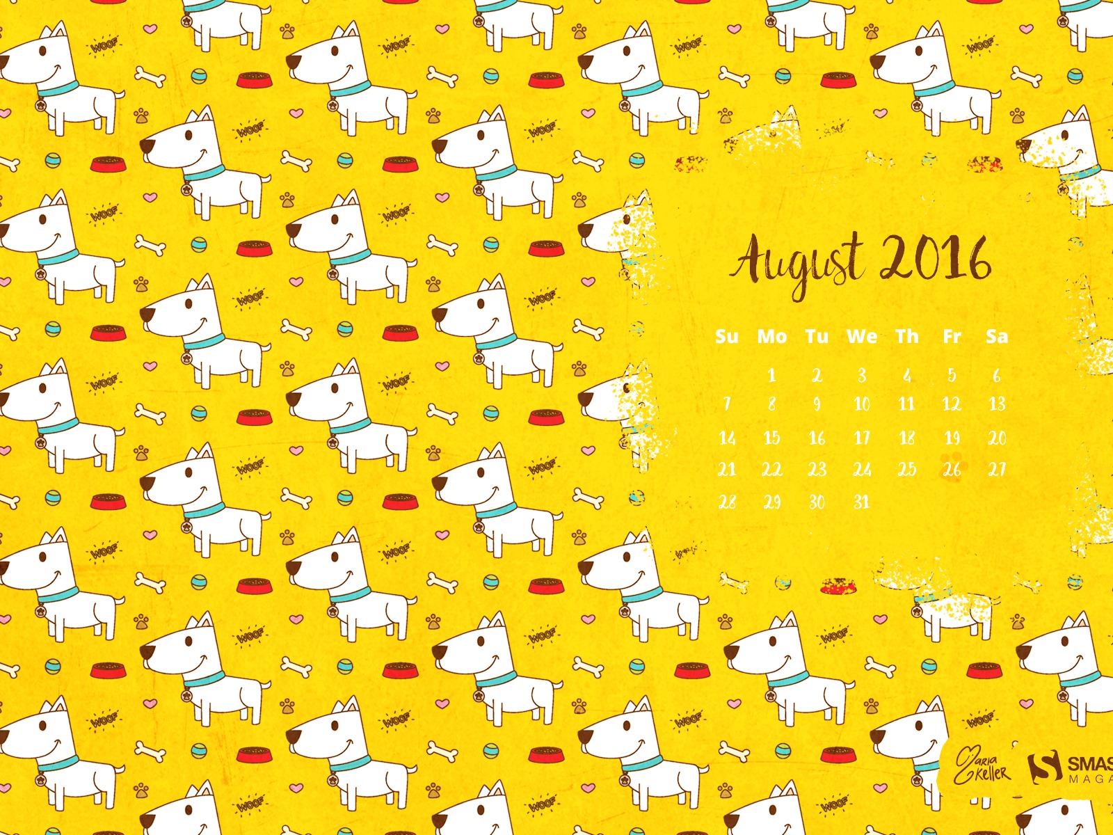 De agosto de el año 2016 fondo de pantalla de calendario (2) #9 - 1600x1200