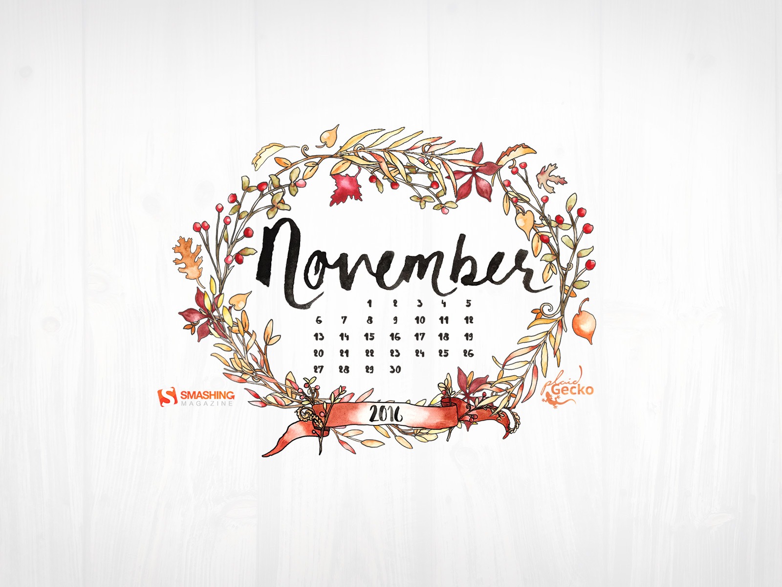 Fondo de escritorio del calendario de noviembre de 2016 (2) #7 - 1600x1200
