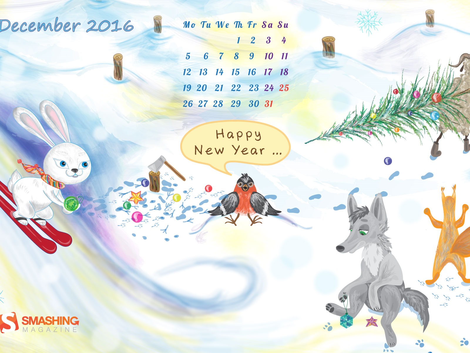 December 2016 Christmas theme calendar wallpaper (1) #27 - 1600x1200